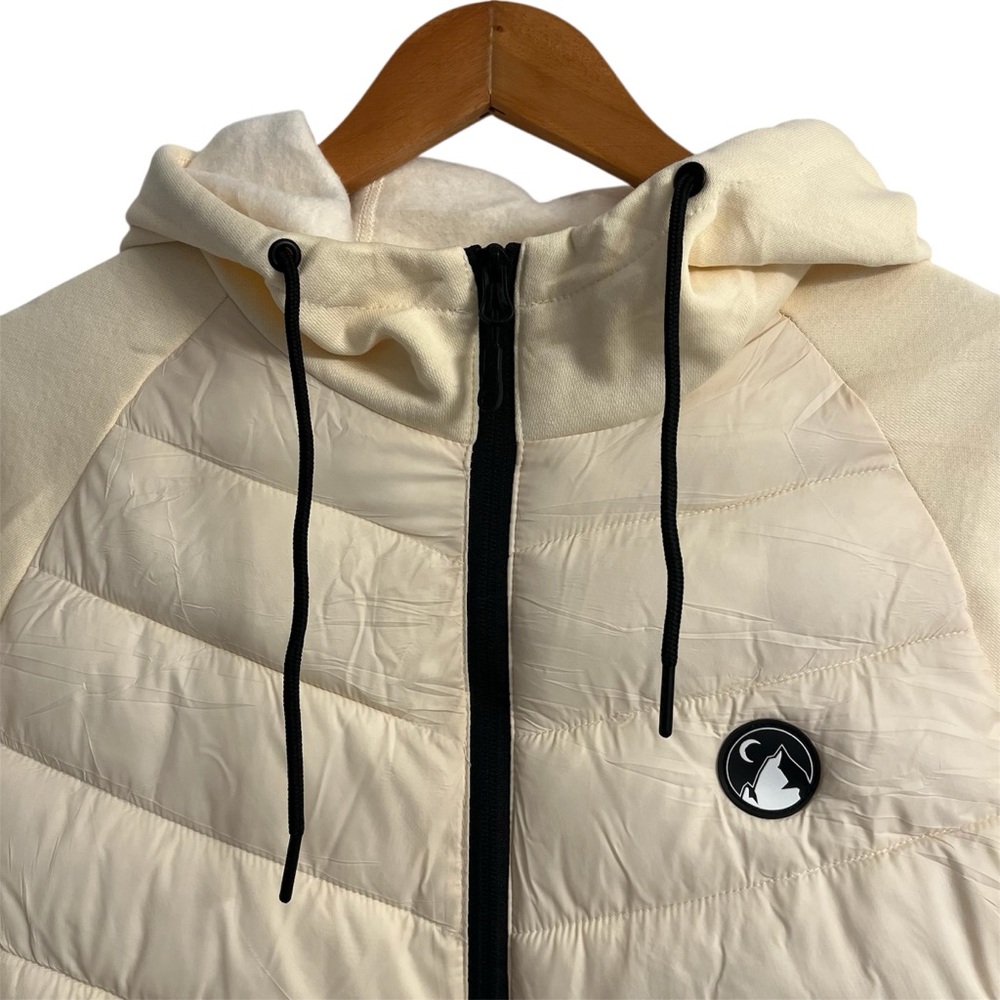 Zyia Active Quilted Hybrid Jacket Fleece Hoodie Size XL Cream - Picture 3 of 9